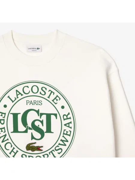 Lacoste Luźna Bluza Z Grafiką biała