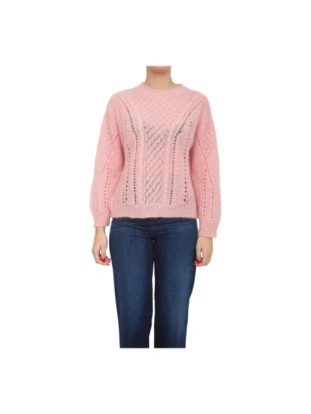 Sweter Twinset wełniany różowy
