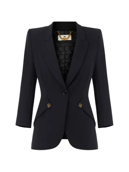 Ușor geacă Elisabetta Franchi din satin negru