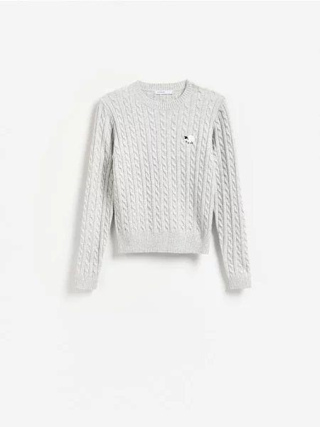 Reserved Pulover cu broderie deschis gri