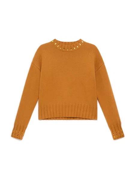 Sweter Maliparmi wełniany brązowy