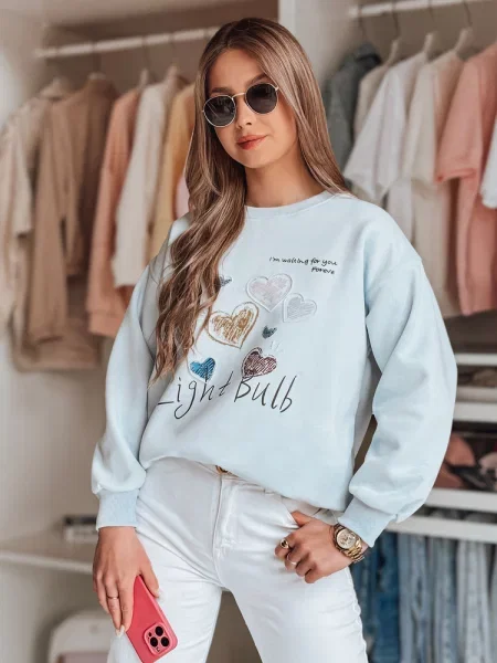 Bluza oversize z sercami PINKNOTE Dstreet niebieska
