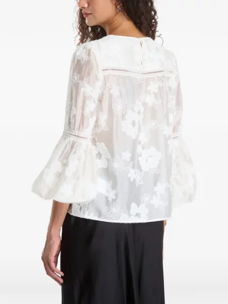 Bluză Guess cu broderie cu model floral alb