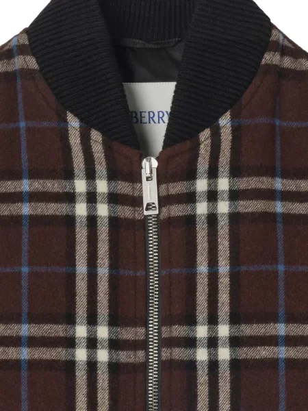 Vilnonė pledinė bomber striukė Burberry ruda