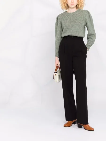 Плисирани панталон Tory Burch черно