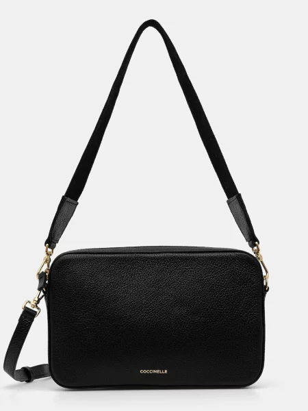 Mała torebka skórzana Coccinelle skórzana elegancka czarna