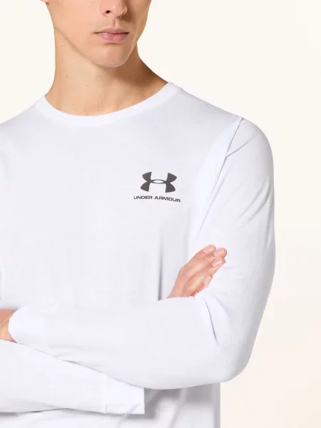 Běžecké tričko longsleeve Under Armour Sportstyle Left Chest white/black bílé