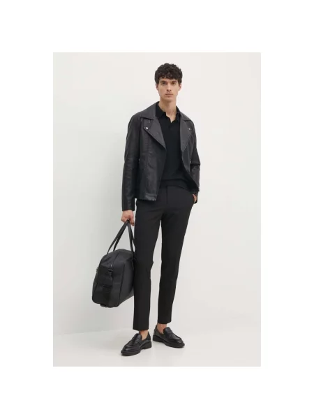 Dzianinowa koszulka polo Armani Exchange z krótkim rękawem czarna