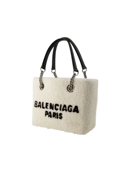 Lniana torebka Balenciaga beżowa