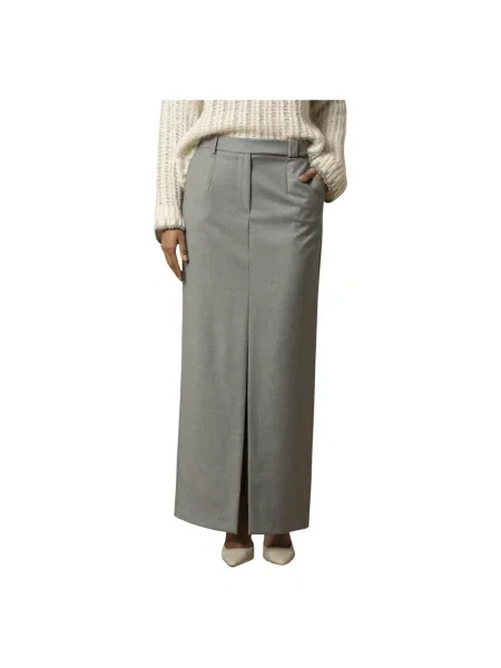 Długa spódnica maxi Kocca z rozcieciem szara