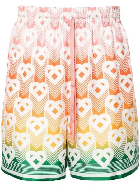 Pantaloni scurți Casablanca de mătase cu motiv cu inimi alb