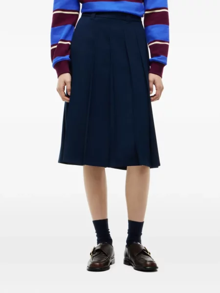 Fustă midi Tommy Hilfiger în linie A albastru