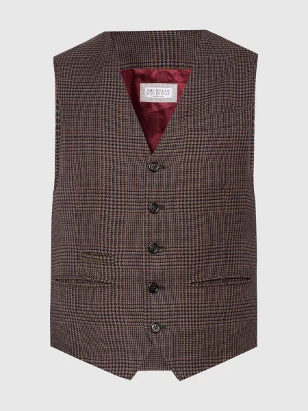 Жилет у віндзорську клітинку Brunello Cucinelli коричневий