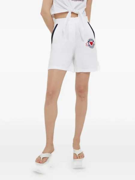 Pantaloni scurți Love Moschino cu broderie alb