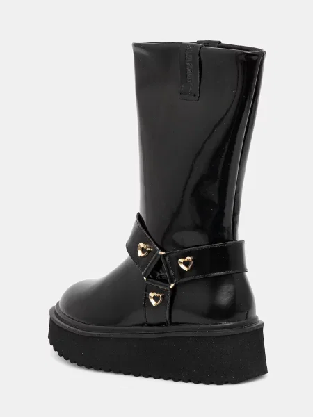 Love Moschino cizme de piele cu platformă negru