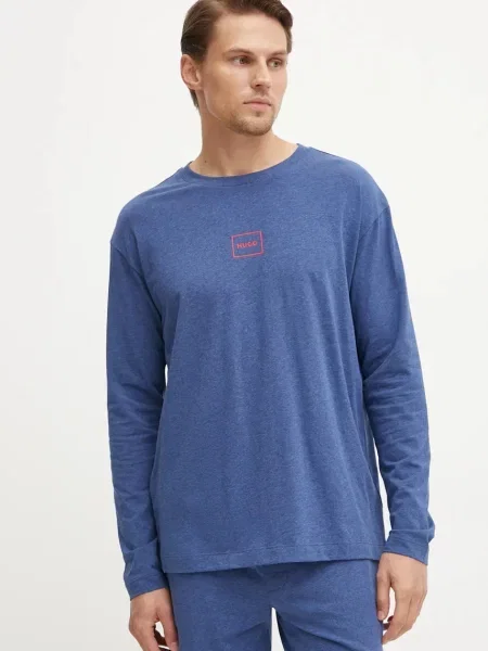 Majica z dolgimi rokavi lounge HUGO Laze Longsleeve modra