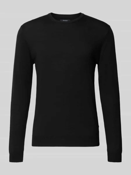 Sweter z dzianiny z prążkowanymi wykończeniami model Margrate' Matinique czarny