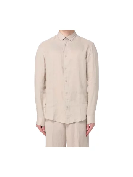 Lniana koszula Armani Exchange beżowa