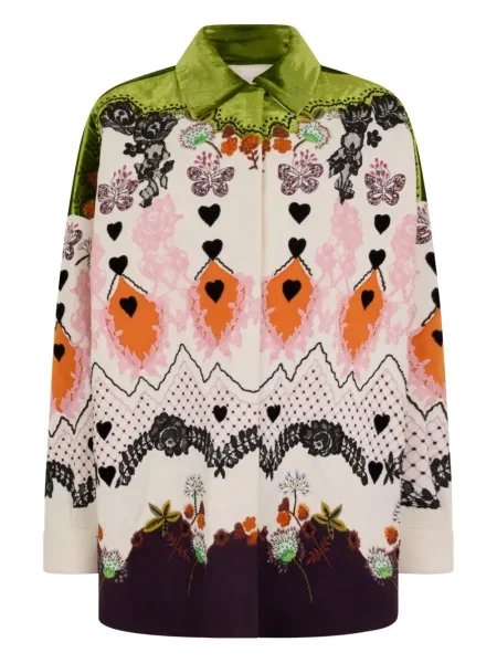 Cămașă Valentino Garavani de catifea cu model floral