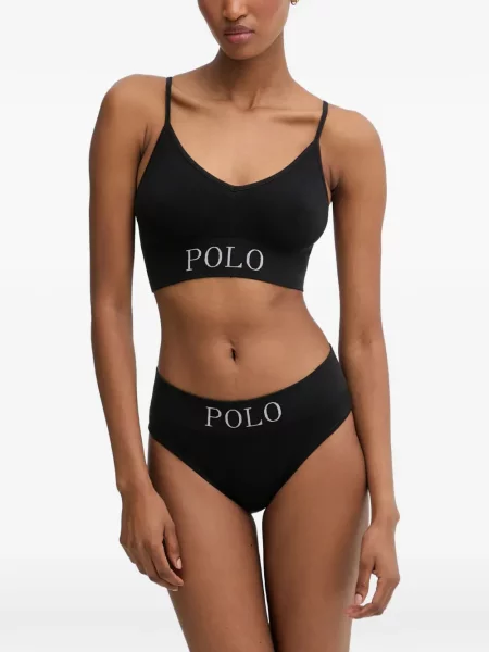 Pijamale Polo Ralph Lauren cu autograf cu dungi din piele negru
