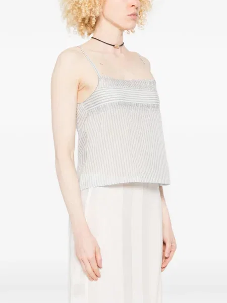 Prugasti klasičen čipkasti top Low Classic s čipkom bijela