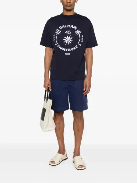 Grafic tricou Balmain cu imagine albastru
