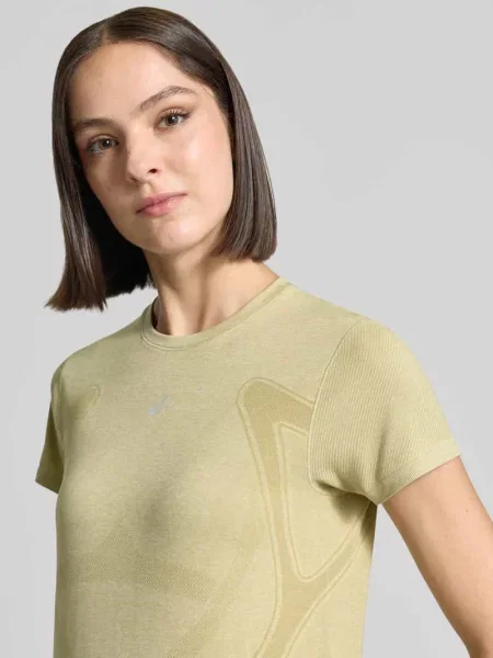 Męski t-shirt o kroju regular fit z nadrukiem z logo Asics oliwkowa