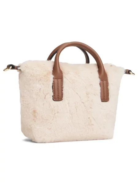 Műszőrme shopper táska Tommy Hilfiger bézs