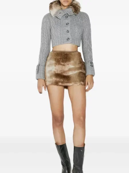 Gulerat cardigan Guess tricotate gri