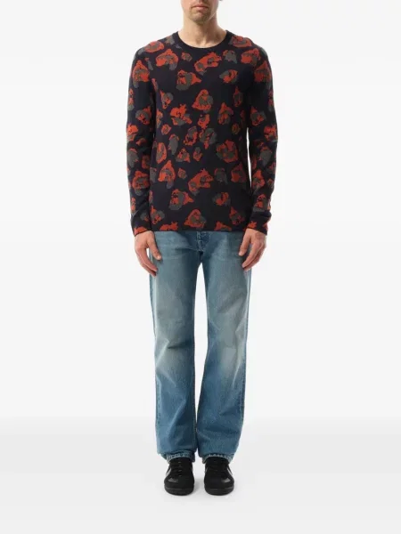 Pulover Lanvin cu model leopard din jacard albastru