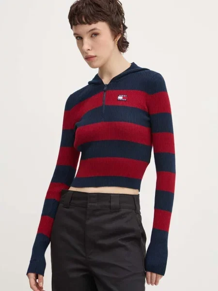 Пуловер Tommy Jeans дамски тъмносиньо