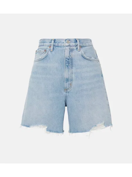 Szorty jeansowe Agolde z wysoką talią niebieskie