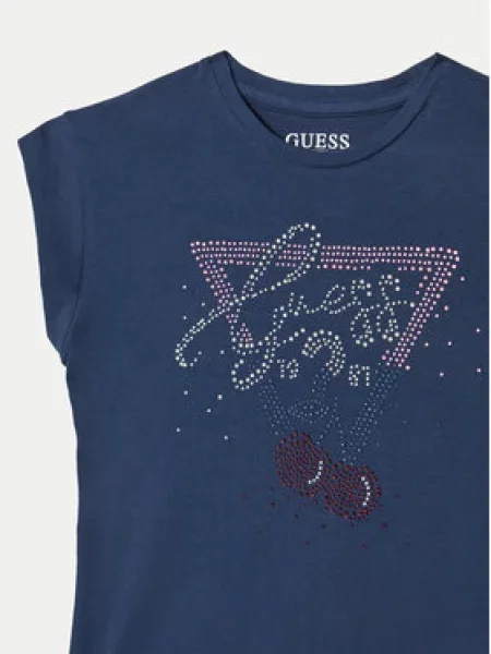 Guess Majica Mornarsko Boxy Fit modra