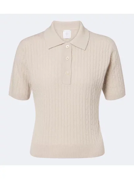 Tricou polo Eleventy din cașmir bej