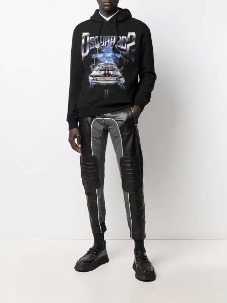 Hanorac cu glugă Dsquared2 cu imagine negru
