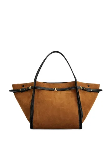 Geantă shopper Tod's din piele de căprioară maro