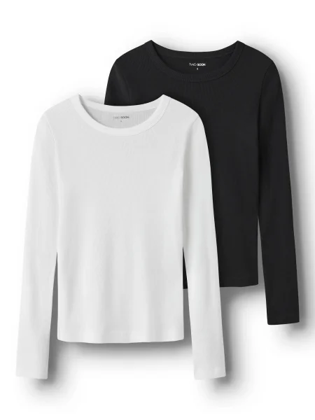 TWO SOON Tricou negru alb