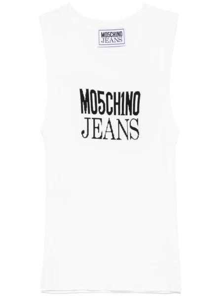 Podkoszulka Moschino Jeans żakardowa biała