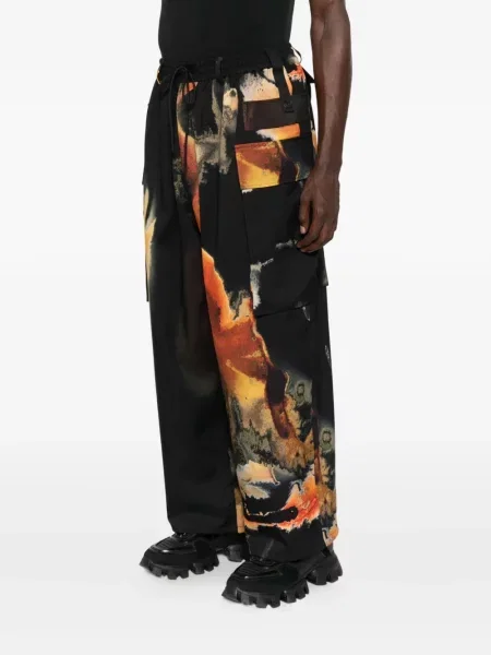 Pantaloni cargo Y-3 cu imagine cu imprimeu abstract negru