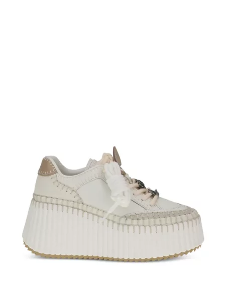 Sneakerși Chloé Nama cu platformă alb