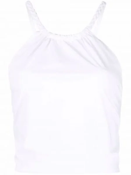 Top Red Valentino cu șireturi din dantelă cu gât halter alb