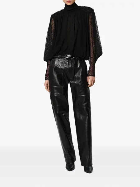 Pantaloni Isabel Marant din piele negru