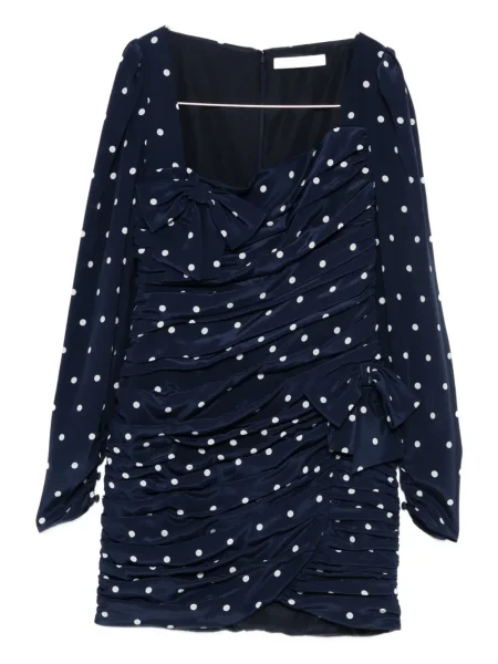 Sukienka mini Alessandra Rich z kokardką w grochy garniturowa niebieska