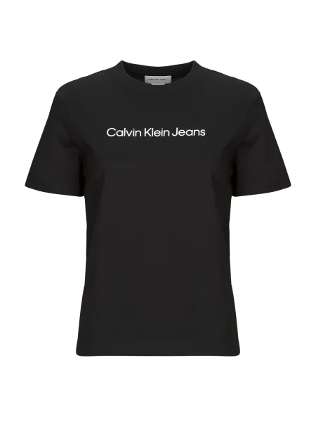 Klasična majica Calvin Klein Jeans s autogramom crna