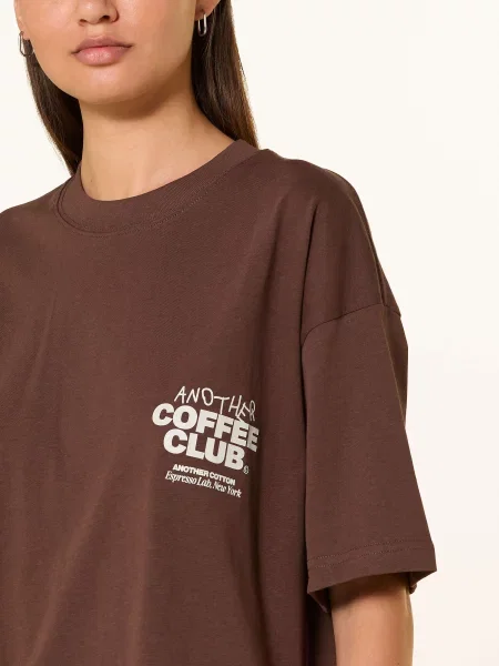 Another Cotton Lab Oversized Tričko tmavě hnědá bílé