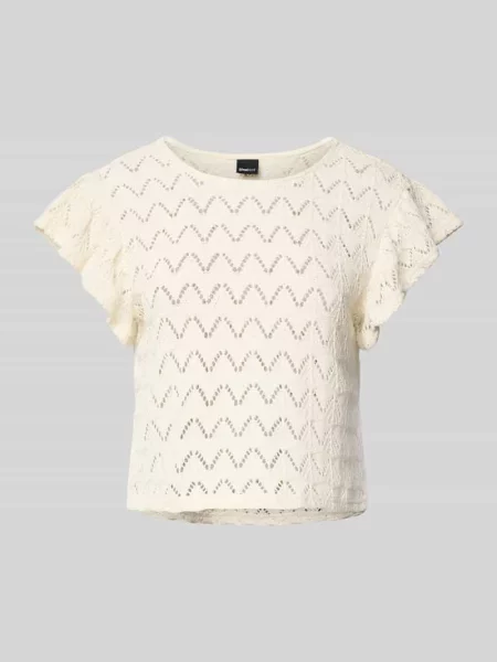 T-shirt z haftem angielskim model ‘Isadora’ Gina Tricot biała