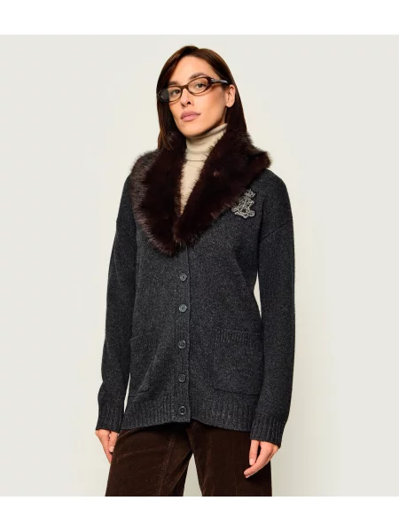 LAUREN RALPH LAUREN De lână cardigan | Relaxed fit cu adaos de cașmir negru