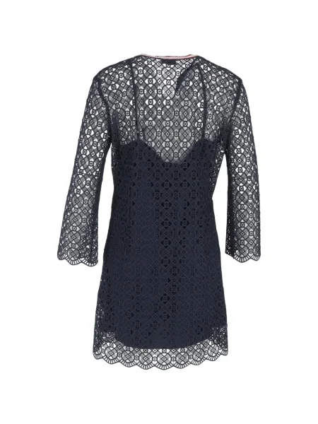 Rochie mini Sandro din dantelă de costum albastru