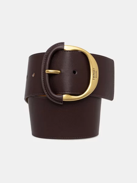 Twinset curea lată pentru femei din piele maro