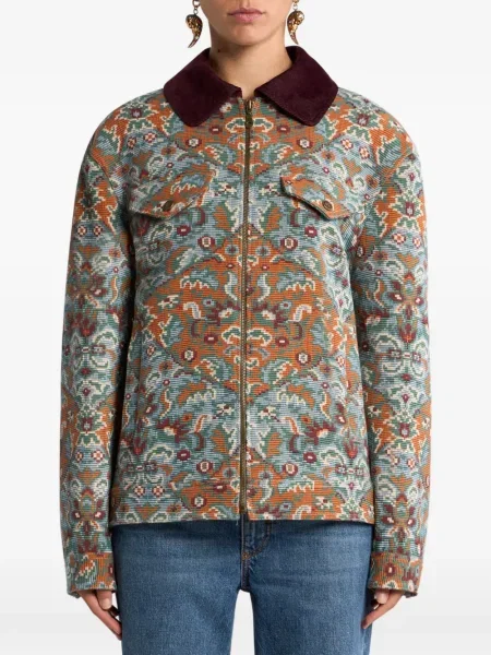 Geacă Etro cu model floral albastru